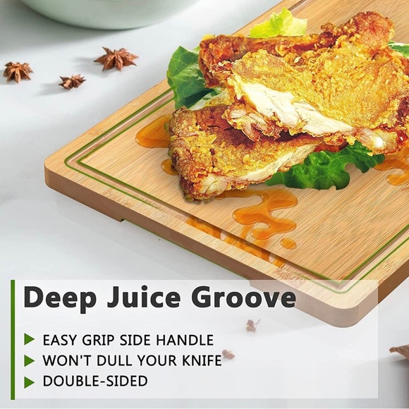 Bamboo Cutting Board Handle Juice Groove - Picture 4 of 10